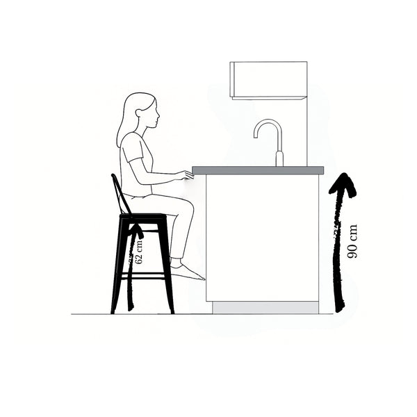 Silla de Barra Metálica Santa Marta Negra