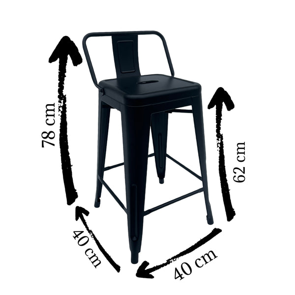 Silla de Barra Metálica Santa Marta Negra