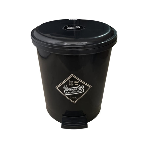 Caneca de basura / Papelera negra de 13 litros con pedal