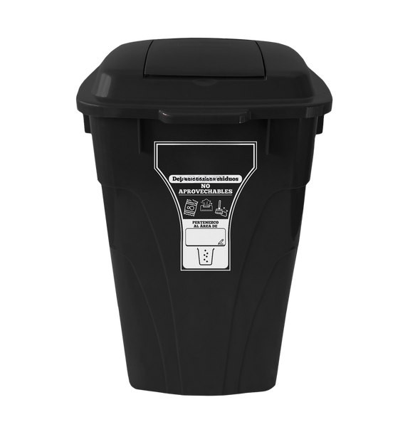 Caneca de Basura Institucional Negra de 120 litros con tapa y ruedas