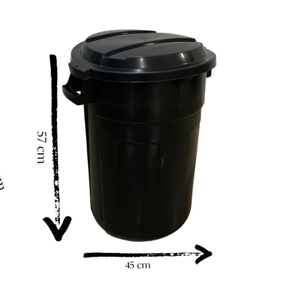 Caneca de basura negra / Tanque de agua negro de 70 litros con tapa