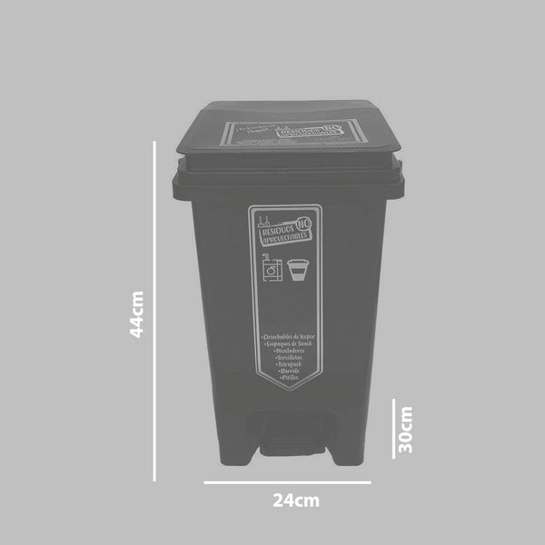 Caneca de basura / Papelera negra de 20 litros con pedal