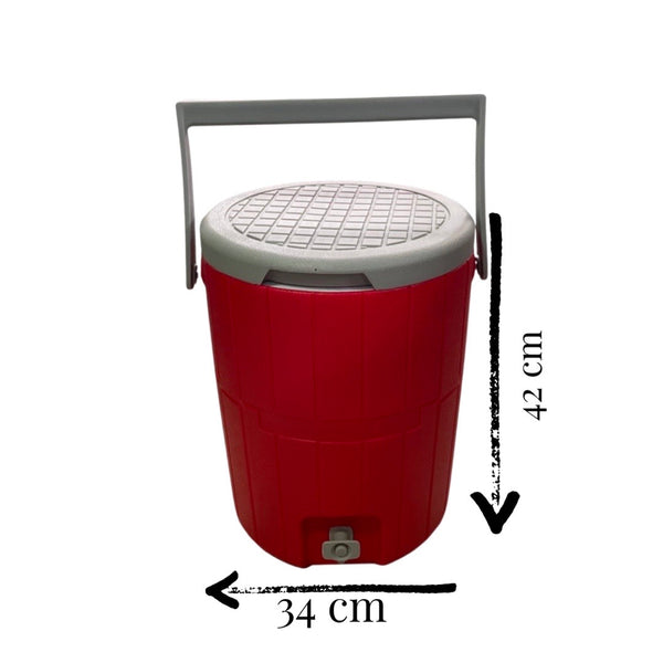 Nevera Plástica / Termo Rojo de 19 Litros con Tapa y Válvula