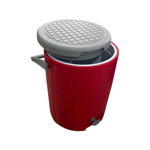 Nevera Plástica / Termo Rojo de 19 Litros con Tapa y Válvula