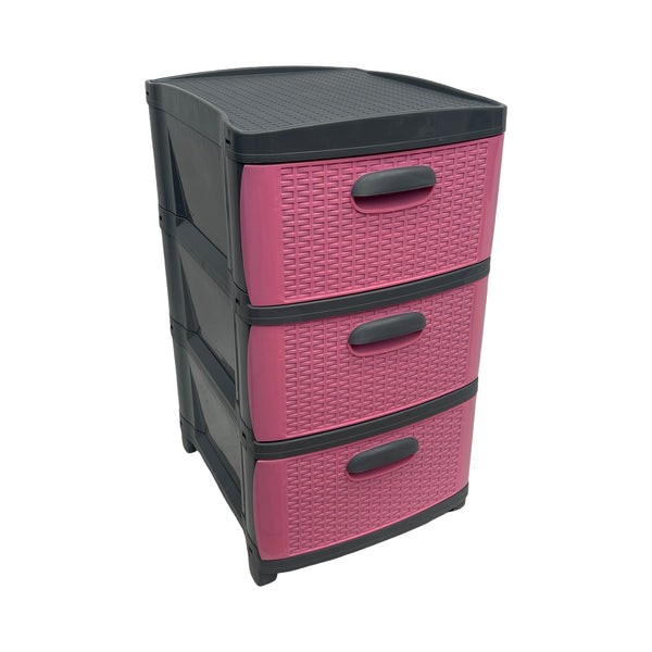 Cajonera Plástica Rosado-Gris 3 Gavetas