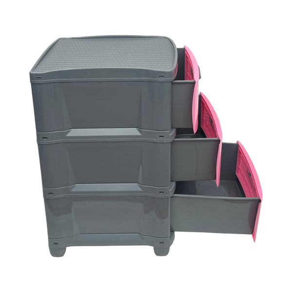 Cajonera Plástica Rosado-Gris 3 Gavetas