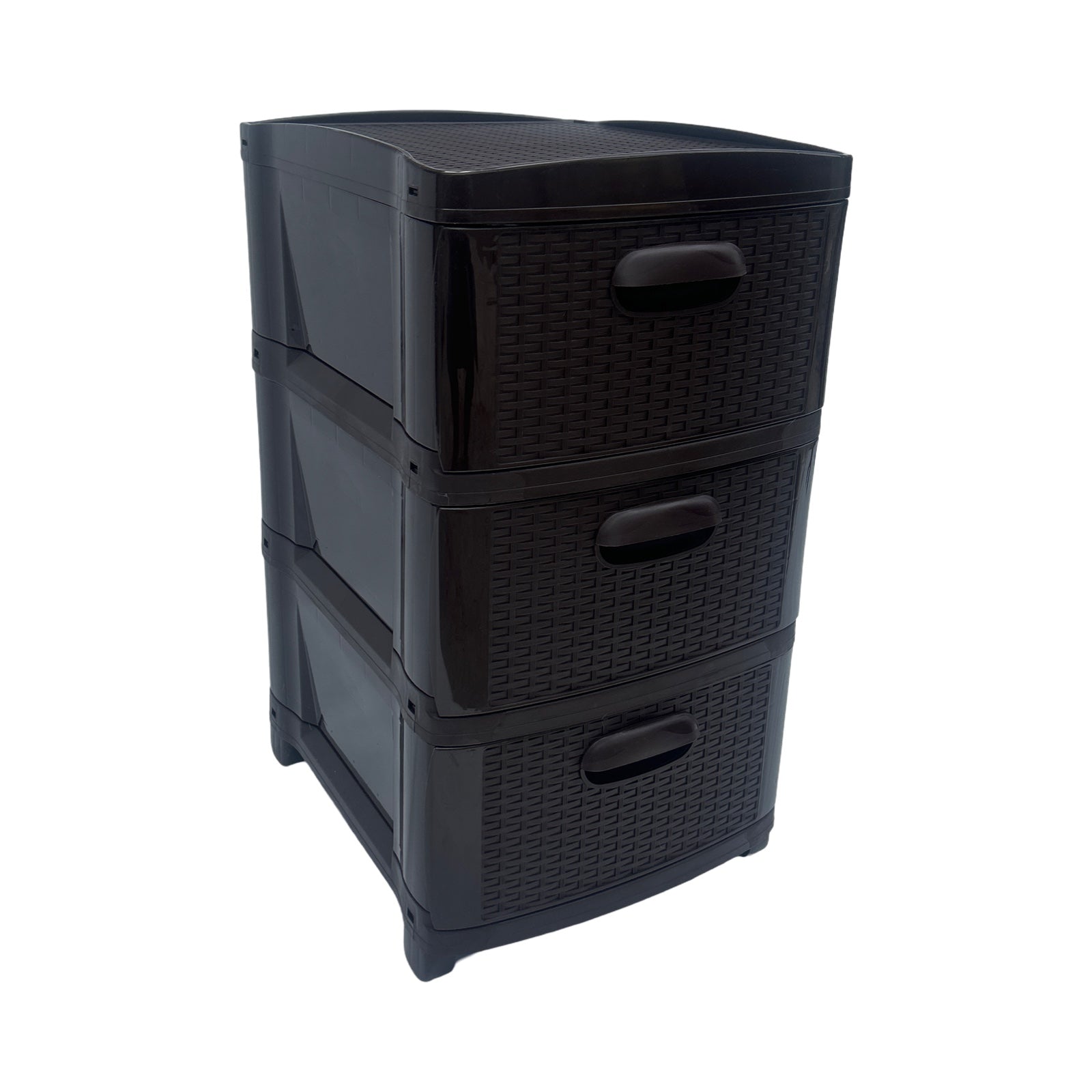 Cajonera Plástica Ratán Café Oscuro 3 Gavetas