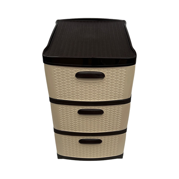 Cajonera Plástica Beige-Cafe 3 Gavetas