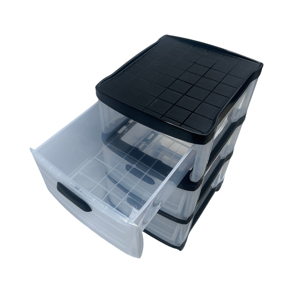 Cajonera  Plástica Transparente de 3 Gavetas
