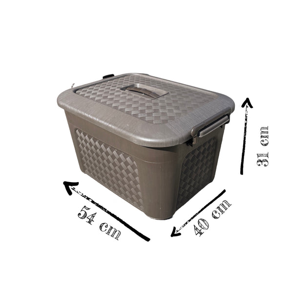 Caja Plástica Organizadora de 40 Litros con Tapa Renacer Café