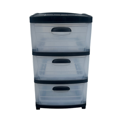 Cajonera  Plástica Transparente de 3 Gavetas