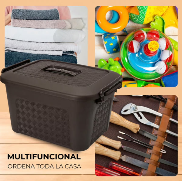 Caja Plástica Organizadora de 40 Litros con Tapa Renacer Café
