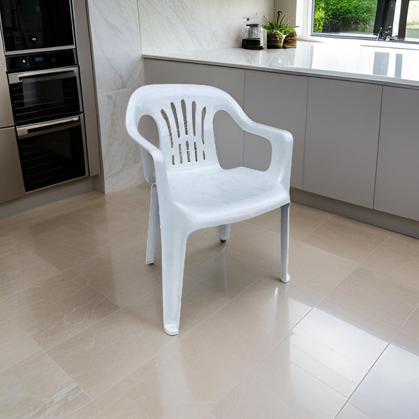 Silla Plástica con Brazos Costa Rica Blanca Perla