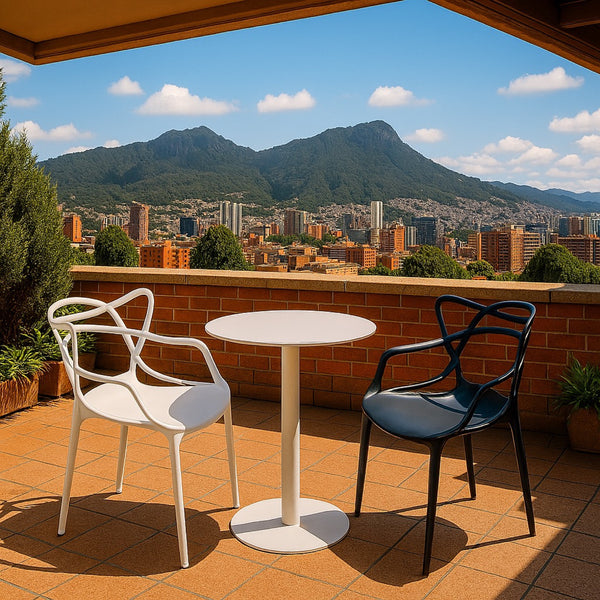 Mesa Metálica Redonda Barcelona Blanca