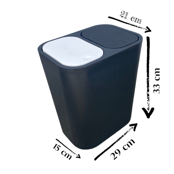 Caneca de basura / Papelera Negra de 20 litros Push con Doble Compartimiento