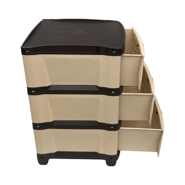 Cajonera Plástica Beige-Cafe 3 Gavetas