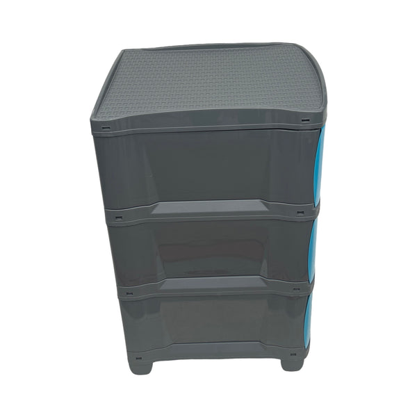 Cajonera Plástica Azul-Gris 3 Gavetas