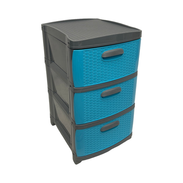 Cajonera Plástica Azul-Gris 3 Gavetas