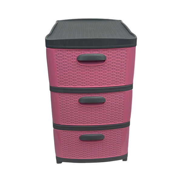Cajonera Plástica Rosado-Gris 3 Gavetas