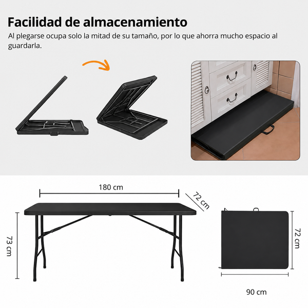 Mesa Plegable 180 CM Panamá Negra