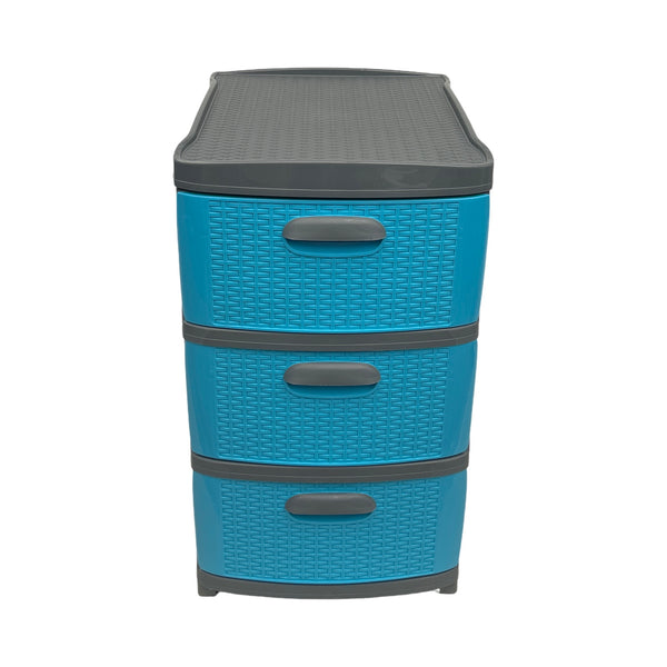 Cajonera Plástica Azul-Gris 3 Gavetas