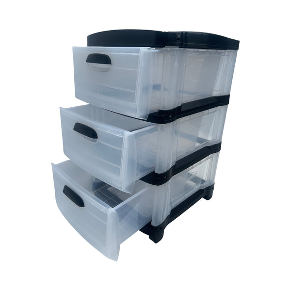 Cajonera  Plástica Transparente de 3 Gavetas