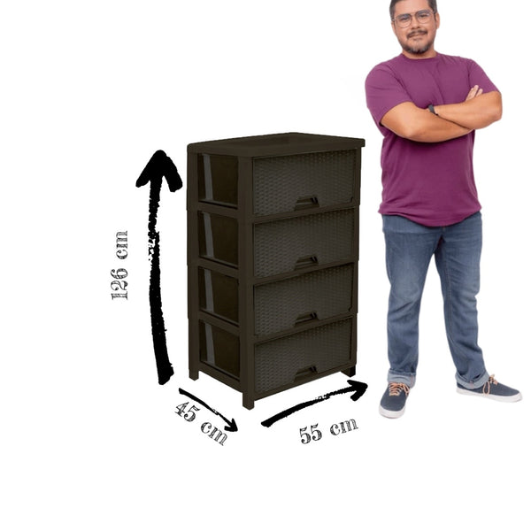 Cajonera Plástica Ratán Glamour 4 Gavetas