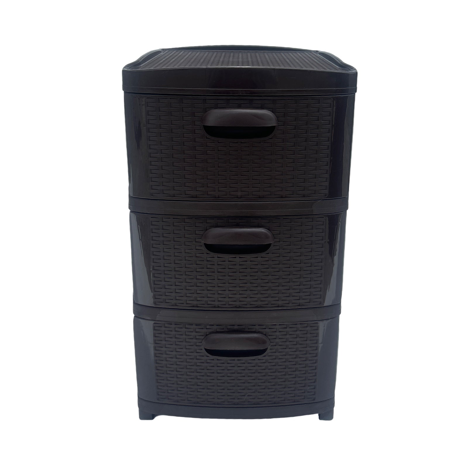 Cajonera Plástica Ratán Café Oscuro 3 Gavetas