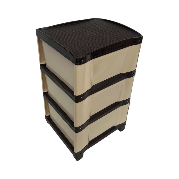 Cajonera Plástica Beige-Cafe 3 Gavetas