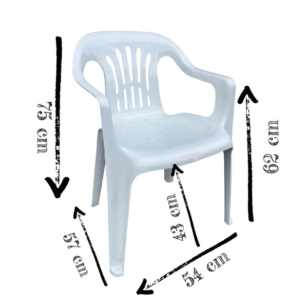 Silla Plástica con Brazos Costa Rica Blanca Hueso