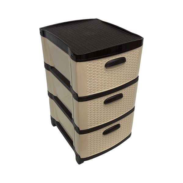 Cajonera Plástica Beige-Cafe 3 Gavetas