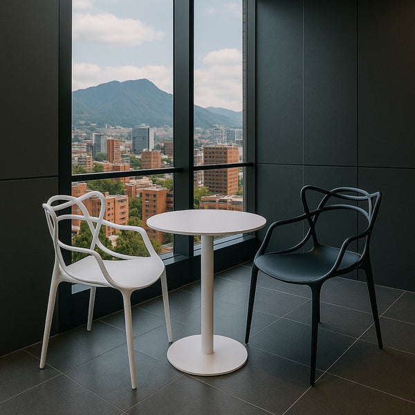 Mesa Metálica Redonda Barcelona Blanca