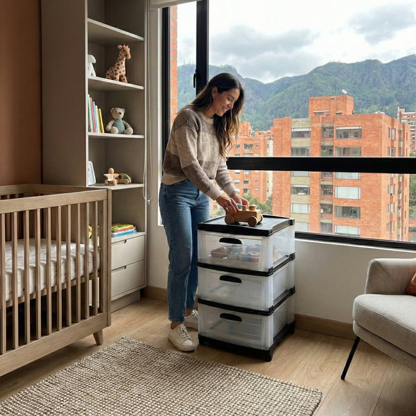 Cajonera  Plástica Transparente de 3 Gavetas