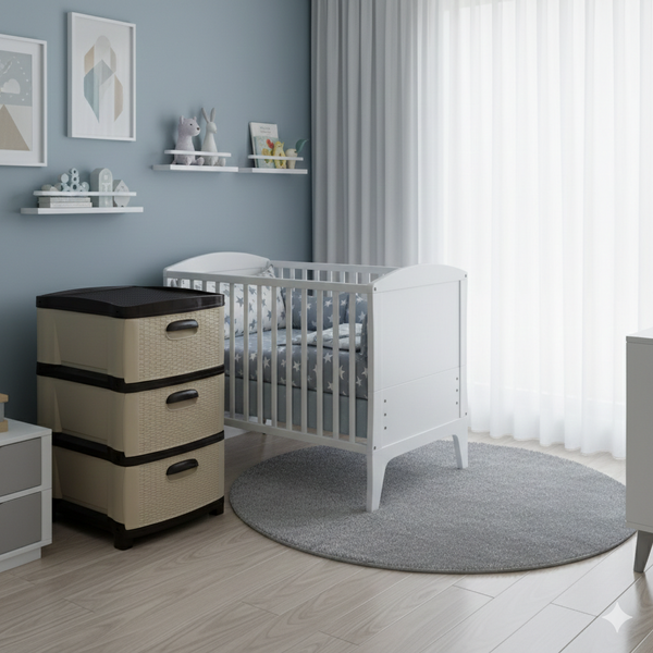 Cajonera Plástica Beige-Cafe 3 Gavetas