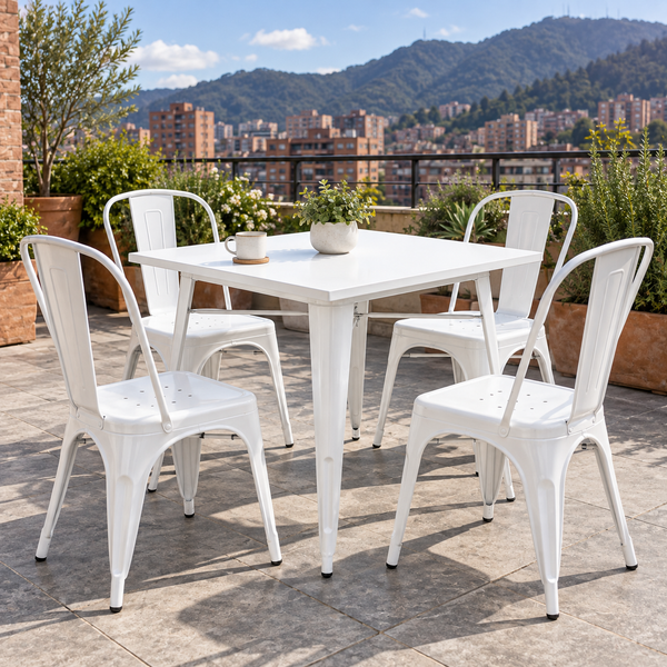 Mesa Metálica Cuadrada Valencia Blanca