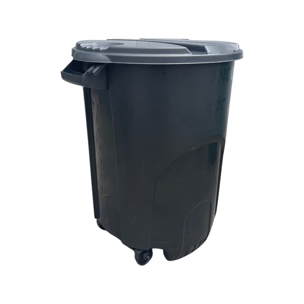 Caneca de basura negra / Tanque de agua negro de 120 litros con tapa y ruedas