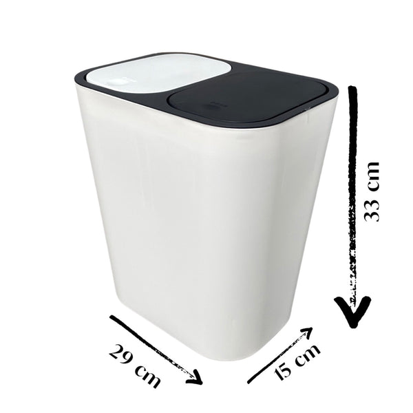Caneca de basura / Papelera Blanca de 20 litros Push con Doble Compartimiento
