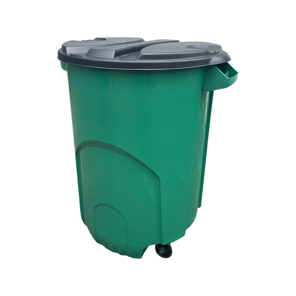 Caneca de basura verde / Tanque de agua verde de 120 litros con tapa y ruedas
