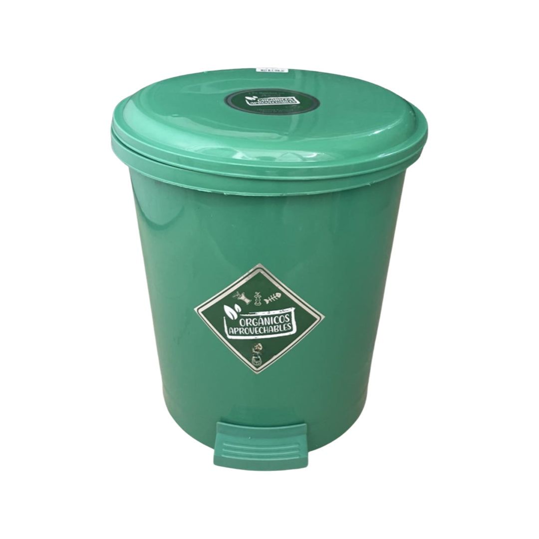 Caneca de basura / Papelera Verde de 13 litros con pedal