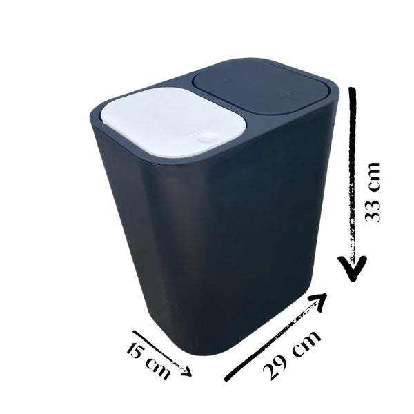 Caneca de basura / Papelera Negra de 20 litros Push con Doble Compartimiento