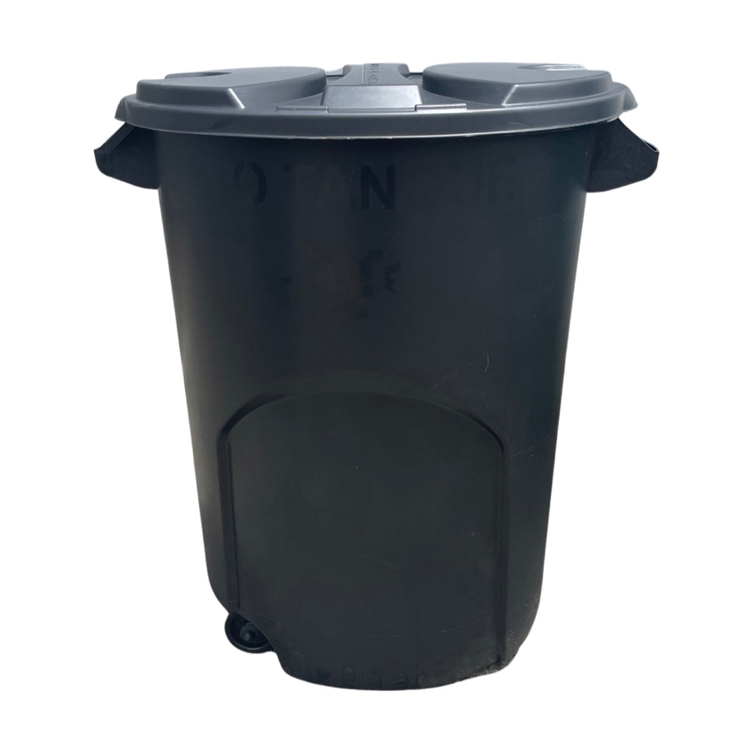 Caneca de basura negra / Tanque de agua negro de 120 litros con tapa y ruedas