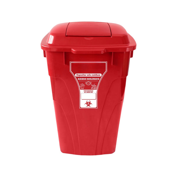 Caneca de Basura Institucional Roja de 120 litros con tapa y ruedas