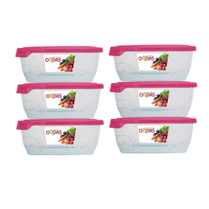 Recipientes Plásticos Repostero Ondas de 0.6 litros Set de 6 unidades