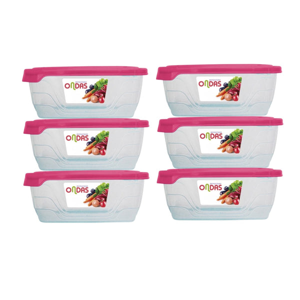Recipientes Plásticos Repostero Ondas de 0.6 litros Set de 6 unidades