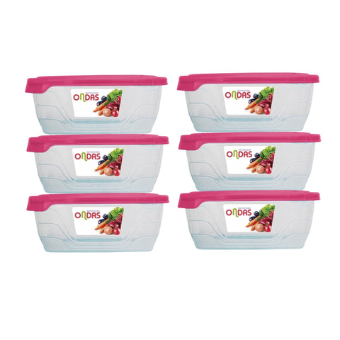 Recipientes Plásticos Repostero Ondas de 0.6 litros Set de 6 unidades