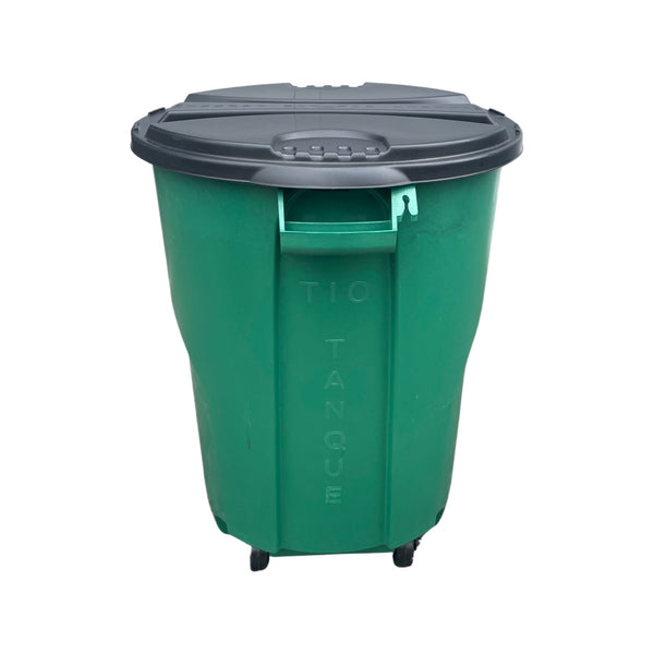 Caneca de basura verde / Tanque de agua verde de 120 litros con tapa y ruedas