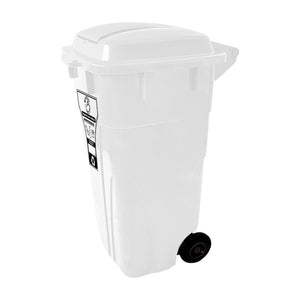 Caneca de Basura Institucional Blanca de 120 litros con tapa y ruedas