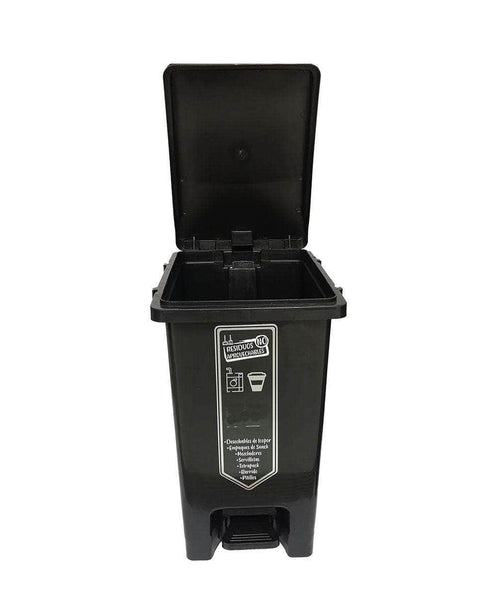 Caneca de basura / Papelera negra de 20 litros con pedal - [Plastihogar]