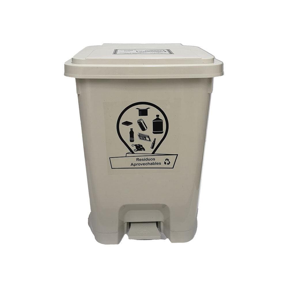 Caneca de basura / Papelera blanca de 35 litros con pedal - [Plastihogar]