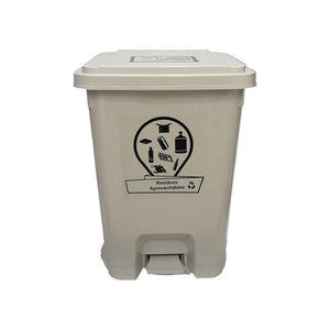 Caneca de basura / Papelera blanca de 35 litros con pedal - [Plastihogar]